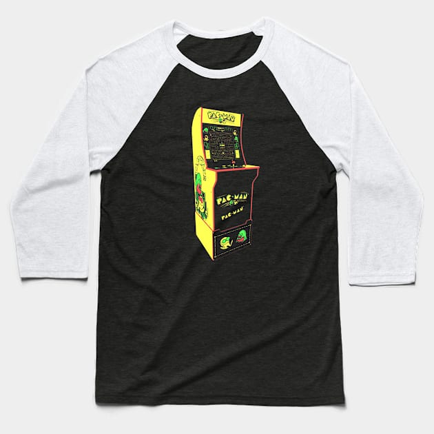 Pac Man Retro Arcade Game 2.0 Baseball T-Shirt by C3D3sign